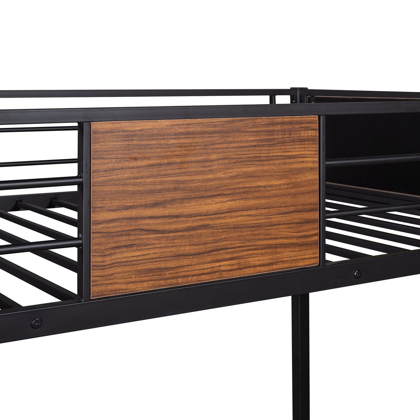 Twin Over Twin Bunk Bunk Bed With Safety Rail, Built In Ladder For Bedroom - Brown