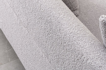 Luxurious And Comfortable Upholstered Sofa With Golden Legs And Pillows For Living Room And Reception Area - Gray