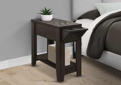 Accent Side Table, Storage, Lamp, Transitional - Espresso