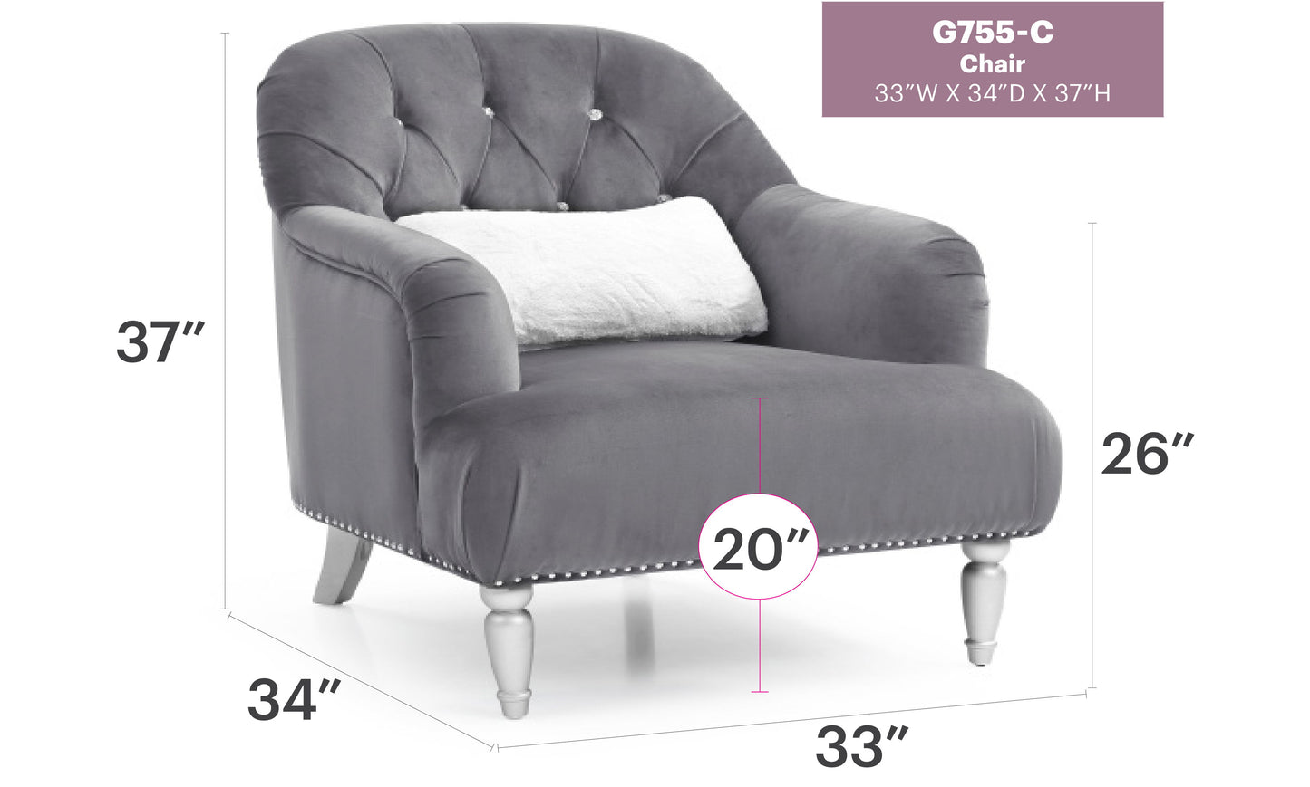 Elegant Traditional Armchair - Gray
