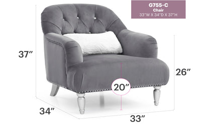 Elegant Traditional Armchair - Gray