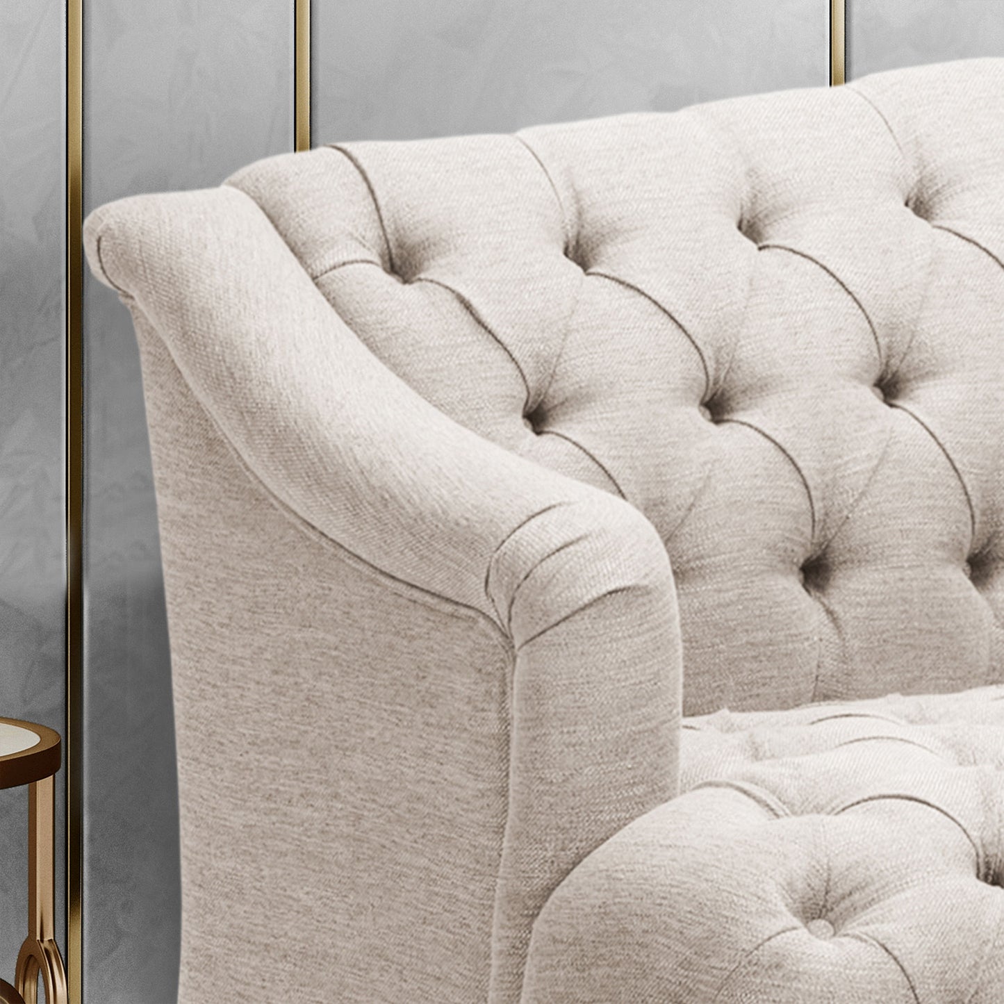 Comfy 3 Seat Sofa With Wooden Legs, For Living Room And Study - Beige