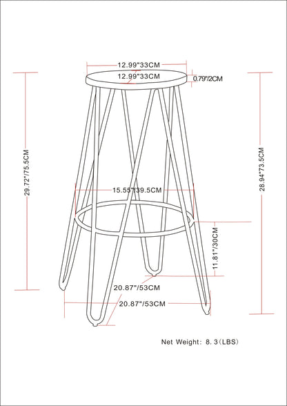 Simeon - Metal Bar Stool With Wood Seat - Natural / Black