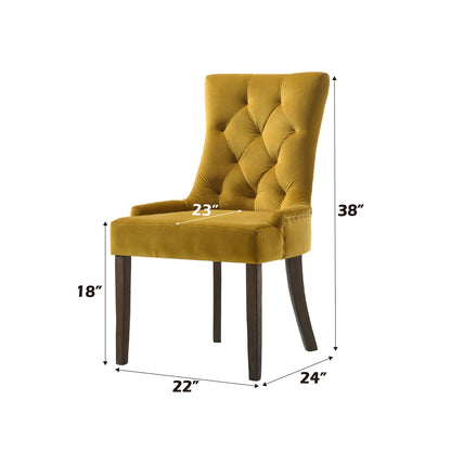Farren - Velvet Side Chair (Set of 2) - Espresso / Yellow
