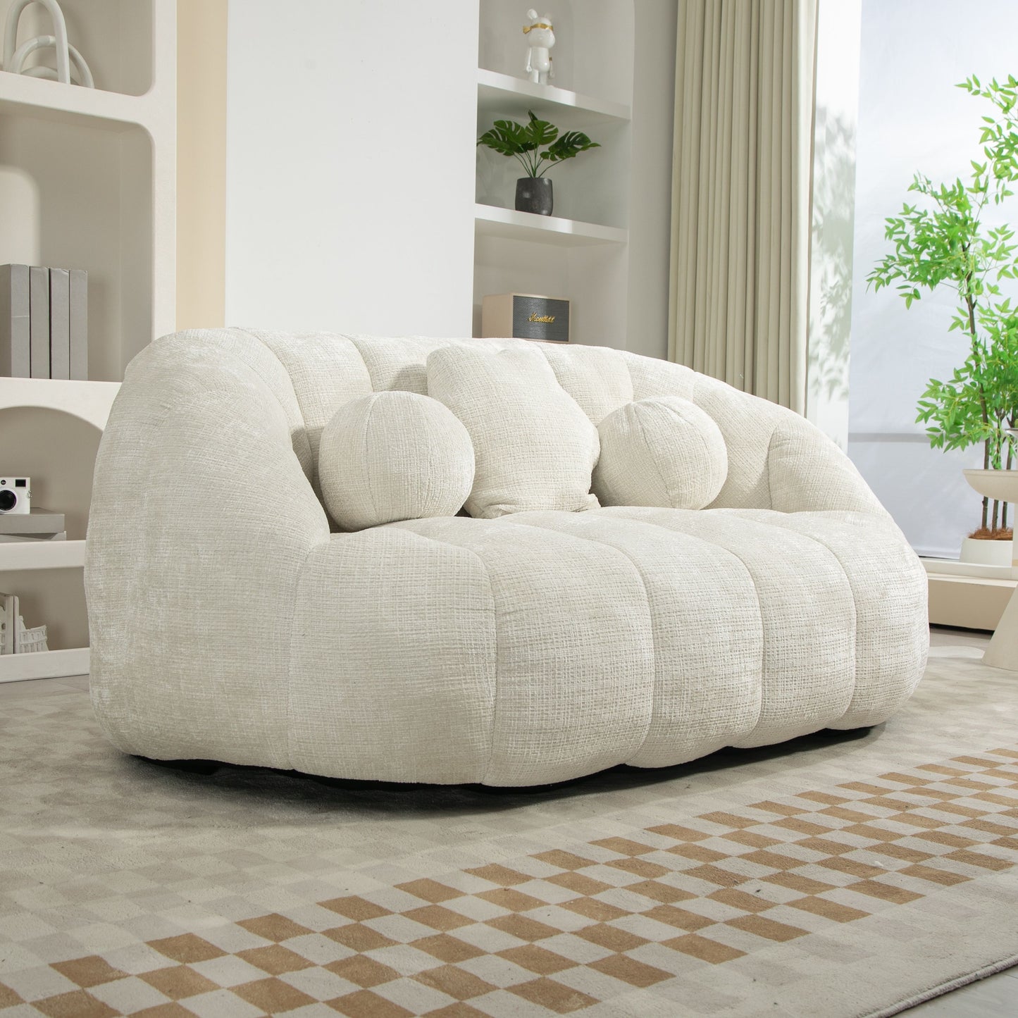 High Back Bean Bag Sofa Couch For Adults And Kids, Comfortable Lounger, Indoor & Outdoor Use - White