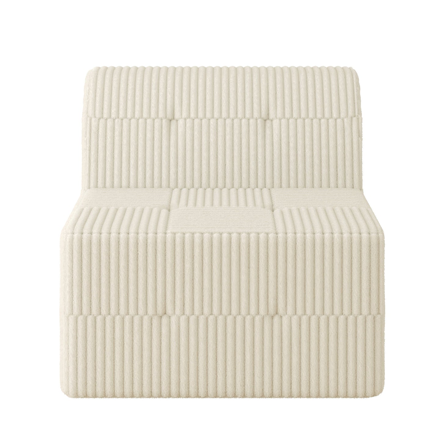 Modern Minimalist Sectional Sofa Sleeper Corduroy Couch Comfy Space Efficient Design - White