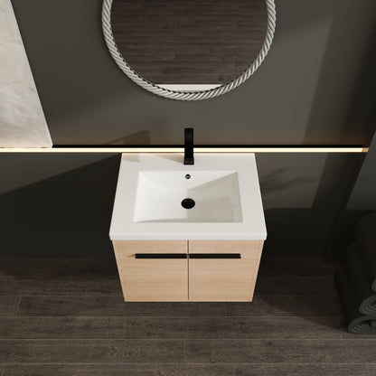 Bathroom Vanity Set With Resin Countertop Sink, 2 Doors - Oak