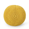 Bordeaux - Knitted Cotton Round Pouf, Versatile Ottoman Or Floor Cushion - Yellow