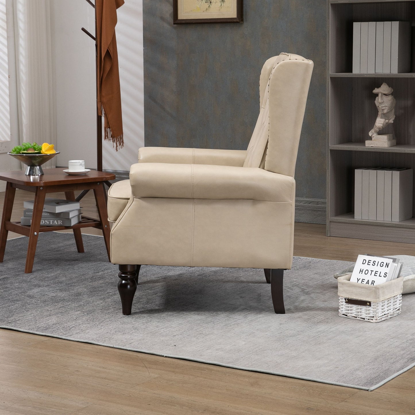Modern Accent Chair Lounge Chair With Sturdy Wood Legs - Camel
