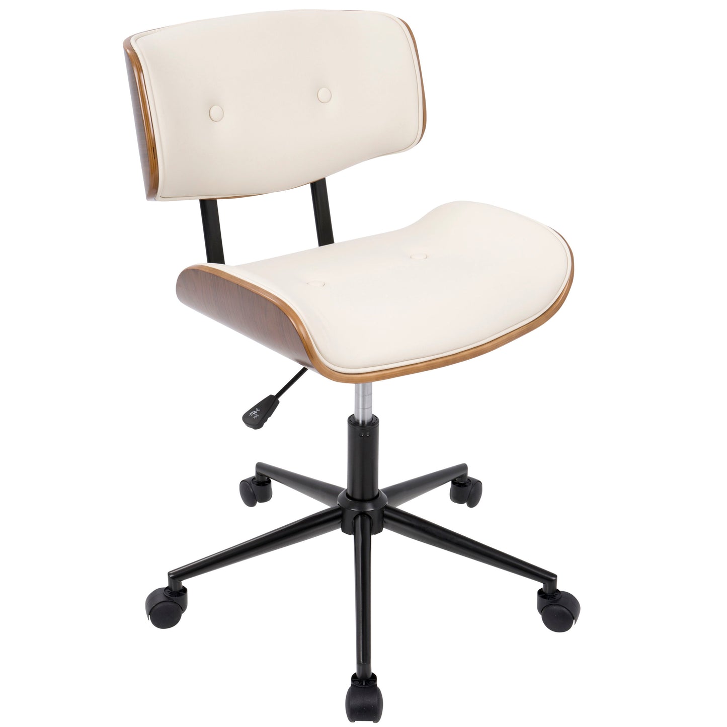 Lombardi - Mid-Century Modern Adjustable Office Chair With Swivel - Walnut / Cream