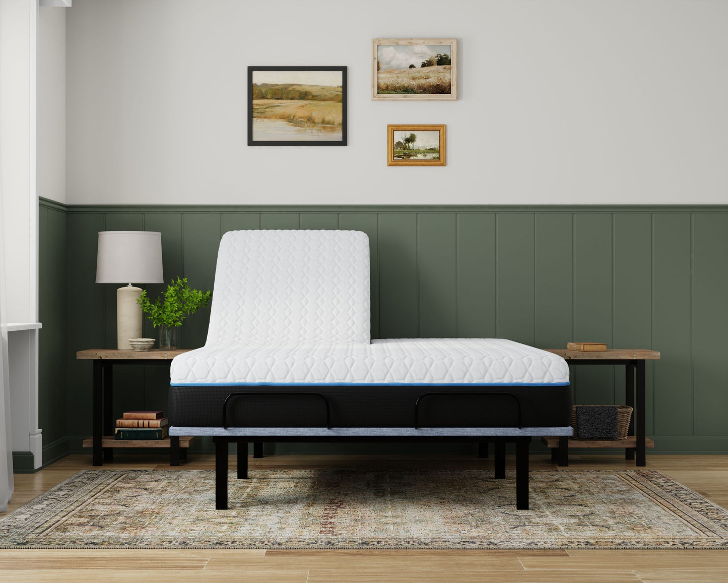 Copper Lux - 14" Split Top King Plush Memory Foam Mattress With Phase Change Cooling Fabric - White / Gray