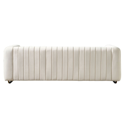 Contemporary Velvet Sofa Couch For Living Room - Beige