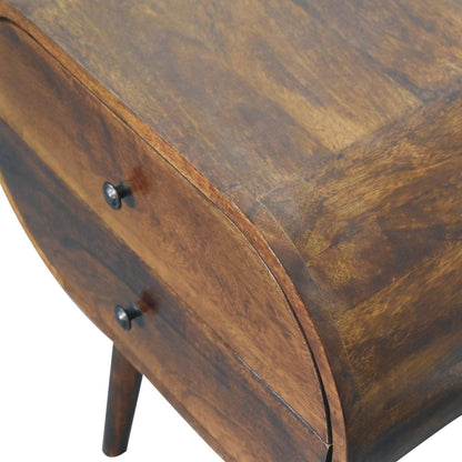 Large Circular Bedside Table - Brown