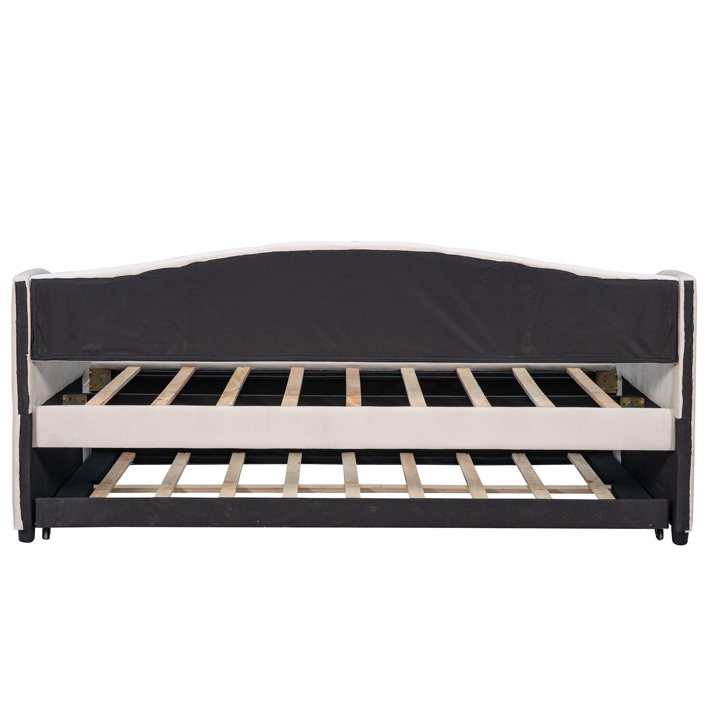 Twin Size Upholstered Daybed Sofa Bed With Trundle And Slat - Beige