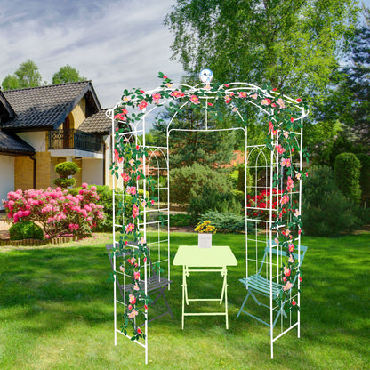 Metal Garden Arch Iron Garden Arbors Gazebo Dia High Birdcage Shape Pergola Pavilion For Wedding Ceremony - Cream White