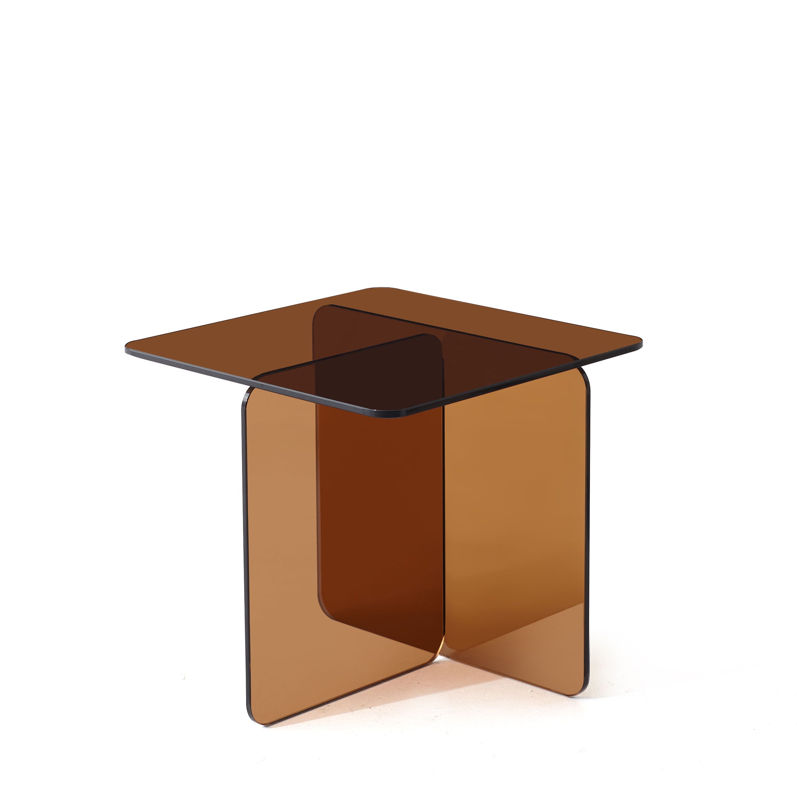 Tempered Brown Glass Sidetable, Small Tea Table Night Stand Tempered Glass Sofa Table - Brown
