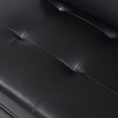 Folding Ottoman Sofa Bed Multi Functional Space Saving Design - Black