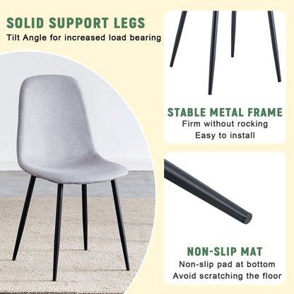 (Set of 4) Fabric Back And Metal Combined Spoon Chairs Perfectly Matching Minimalist And Scandinavian Style Homes - Gray / Black
