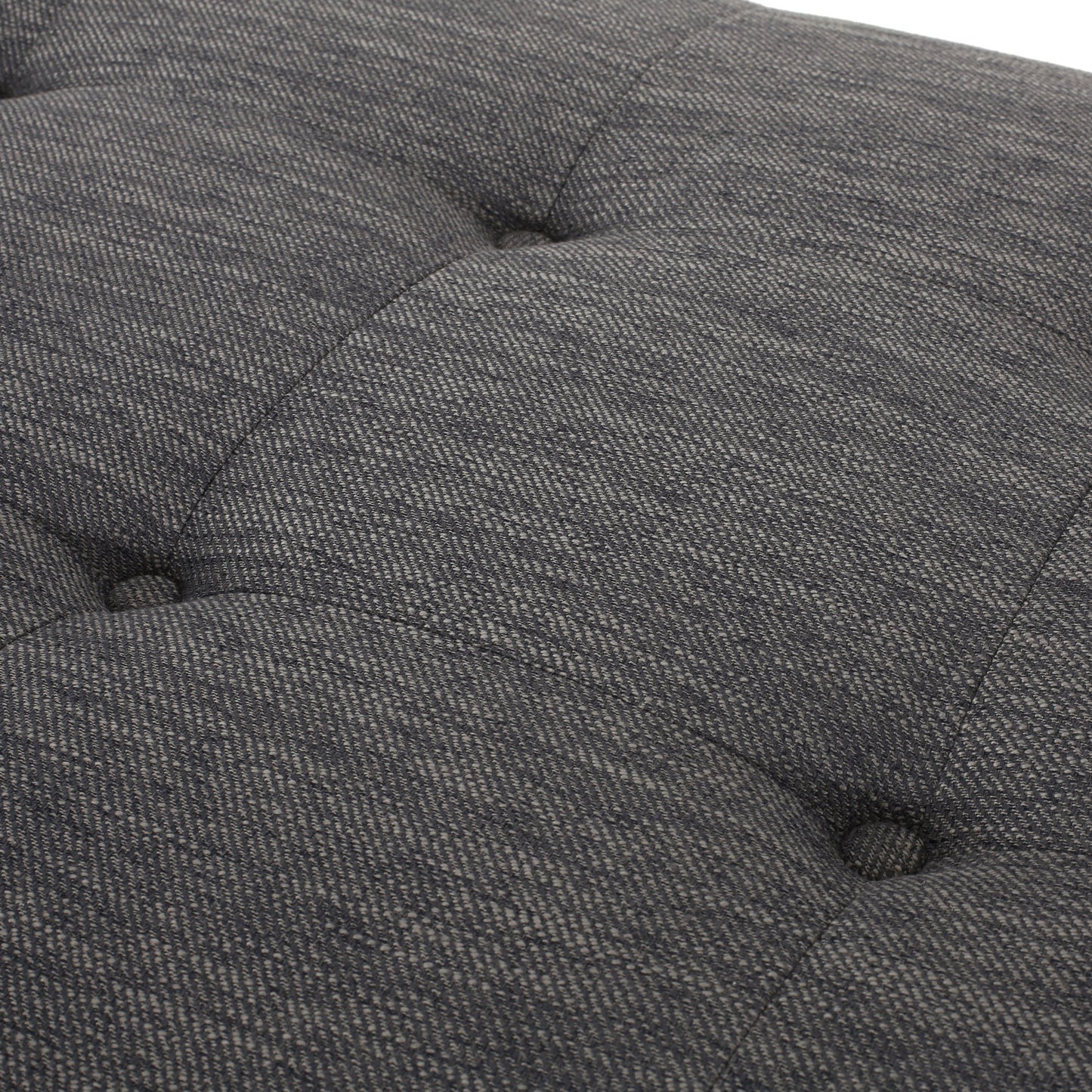 Contemporary Fabric Chaise Lounge With Button Tufted Waffle Stitching And Rolled Accent Pillows - Charcoal