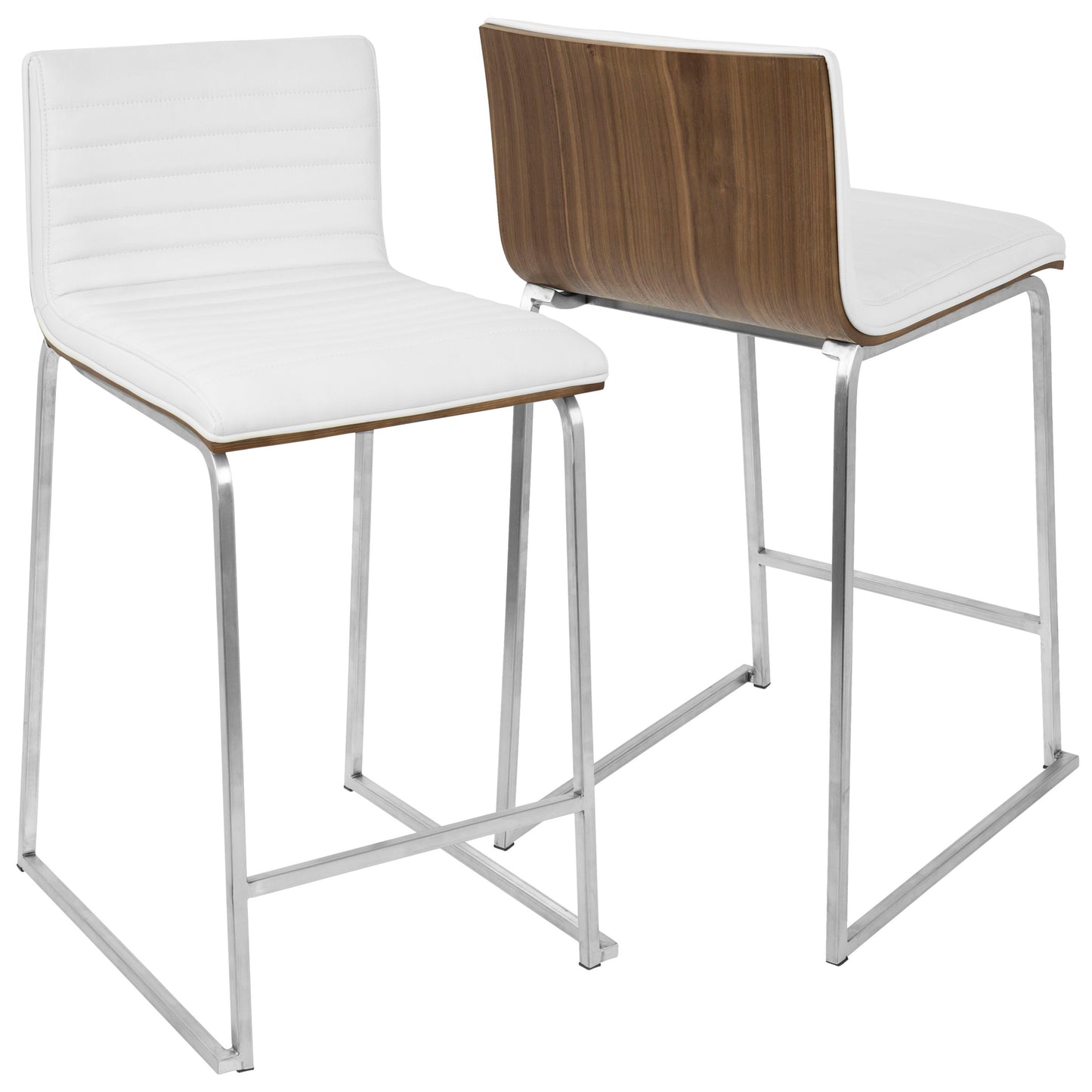Mara - Contemporary Counter Stool (Set of 2) - Walnut / White