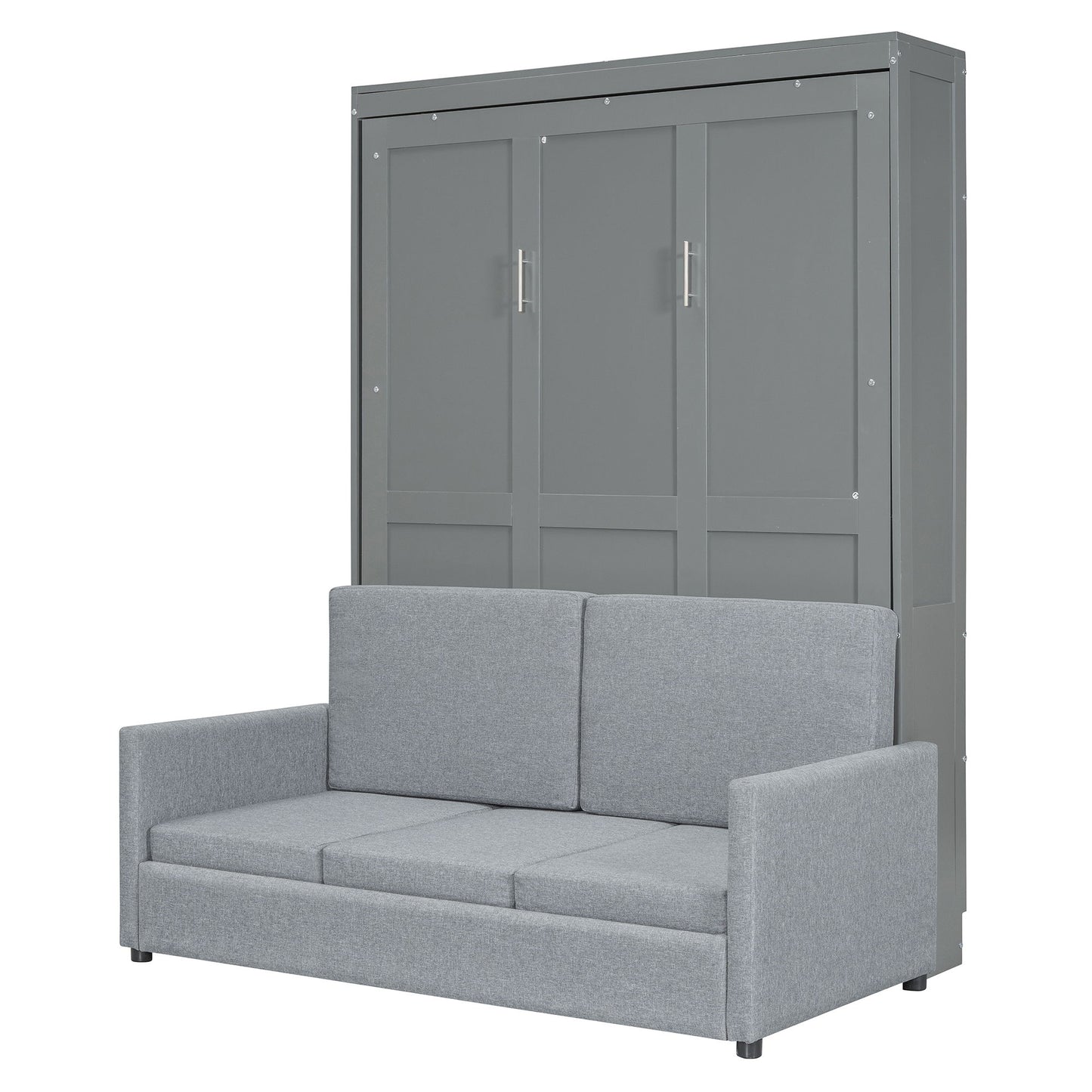 Full Size Murphy Wall Bed With Cushion - Gray