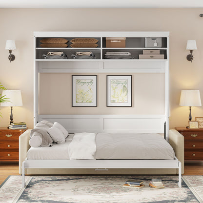 Queen Size Murphy Wall Bed With Sofa - White