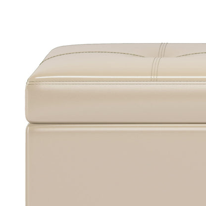 Oregon - Storage Ottoman Bench With Tray - Satin Cream