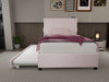 Twin Size Upholstered Bed Frame With Trundle Bed, Teddy Fabric, USB Functionality, And A Pocket Design On The Side Of The Headboard For Storing Small Items - Baby Pink