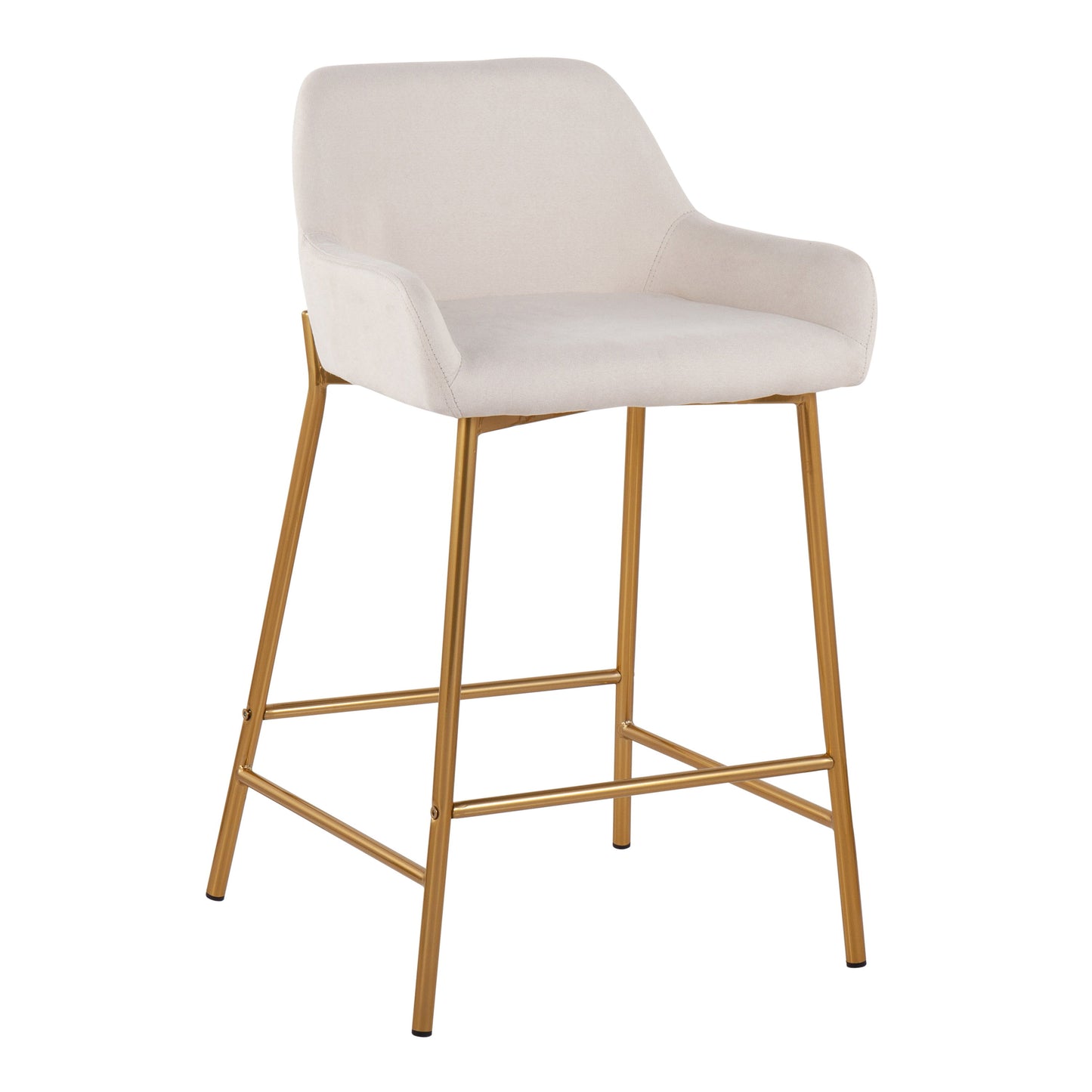 Daniella - Contemporary / Glam Fixed Height Counter Stool (Set of 2) - Gold / Cream