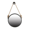 Handsome Cleveland Mirror With Rope Strap Contemporary Design Circle Mirror With Round Metal Frame For Wall Decor Bathroom, Entryway - Black And Silver
