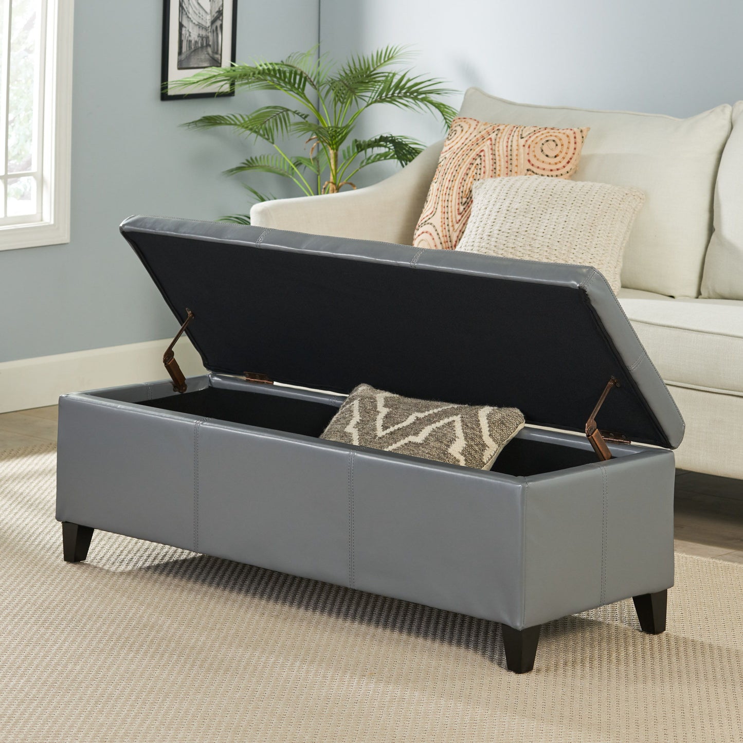 Glouster - Contemporary Storage Ottoman With Versatile Functionality - Gray