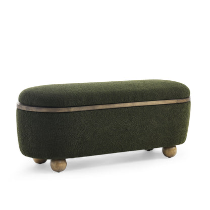 Modern Storage Ottoman Bench Upholstered Seating With Storage - Dark Green
