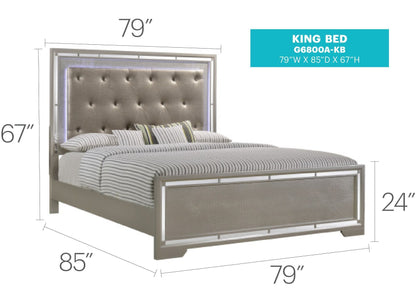 Alana - King Bed - Silver Champagne