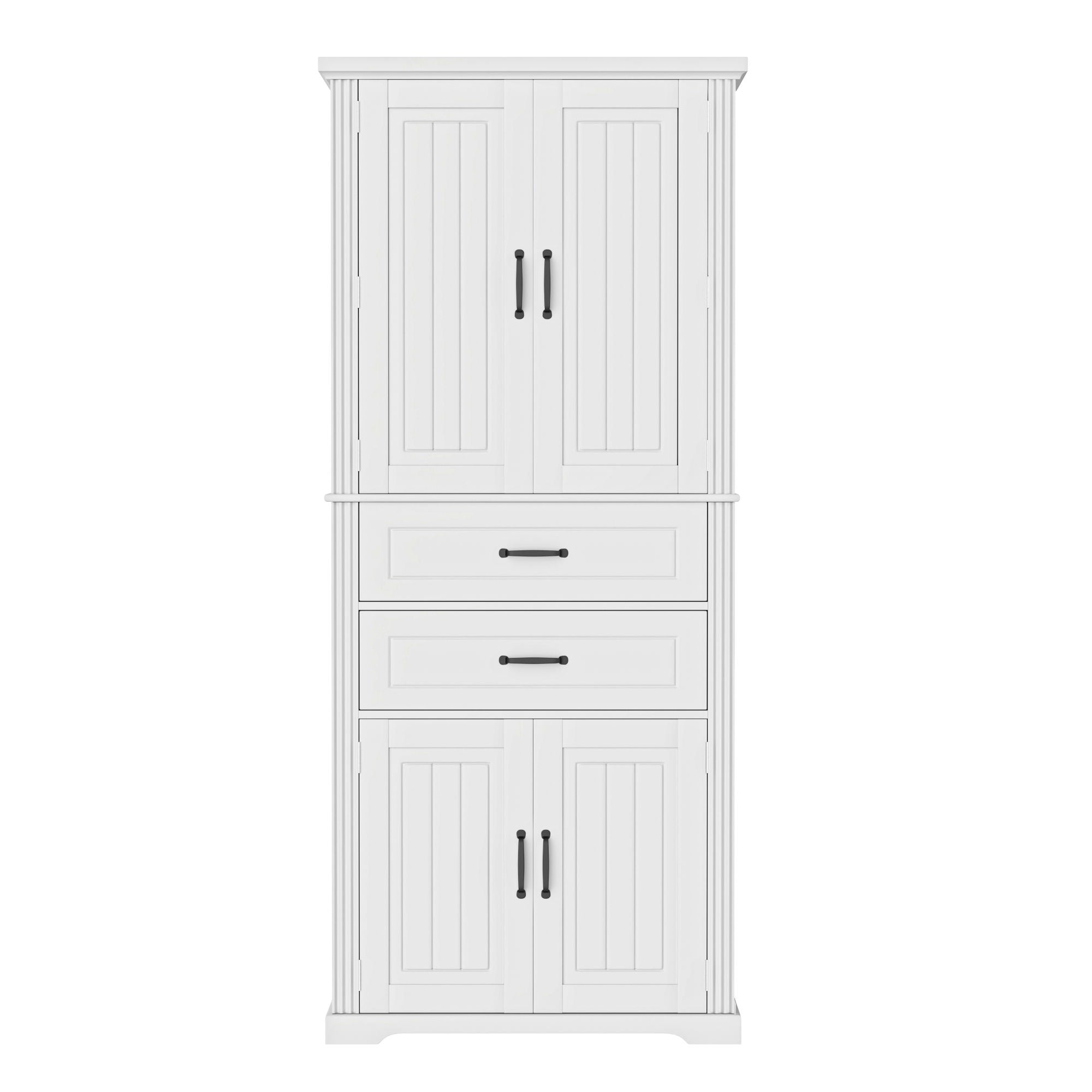 Elegant Multi Functional Storage Cabinet With Slide Rail Drawers, Adjustable Shelves - White