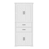Elegant Multi Functional Storage Cabinet With Slide Rail Drawers, Adjustable Shelves - White