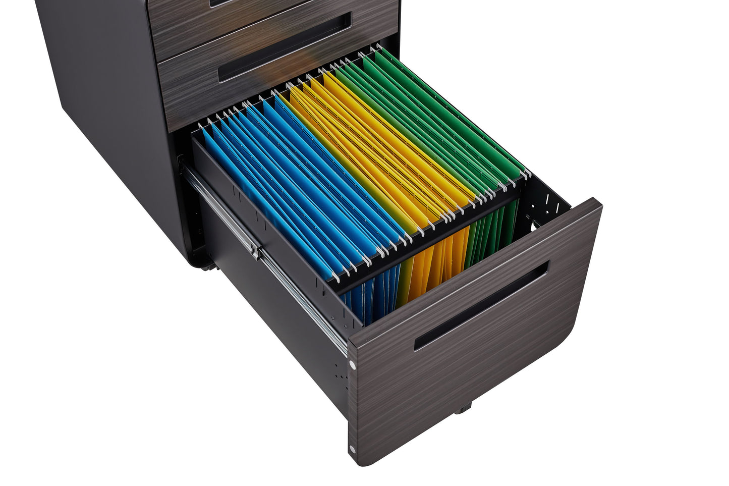 3 Drawer Mobile File Cabinet Under Desk Office, Simple Style Versatile Storage Cabinet, 5 Wheel Design Anti-Tilting Cold Rolled Steel Waterproof Moisture-Proof - Black