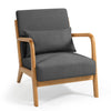 Leisure Chair With Solid Wood Armrest And Feet, Mid-Century Modern Accent Sofa, 1 Seat - Dark Gray