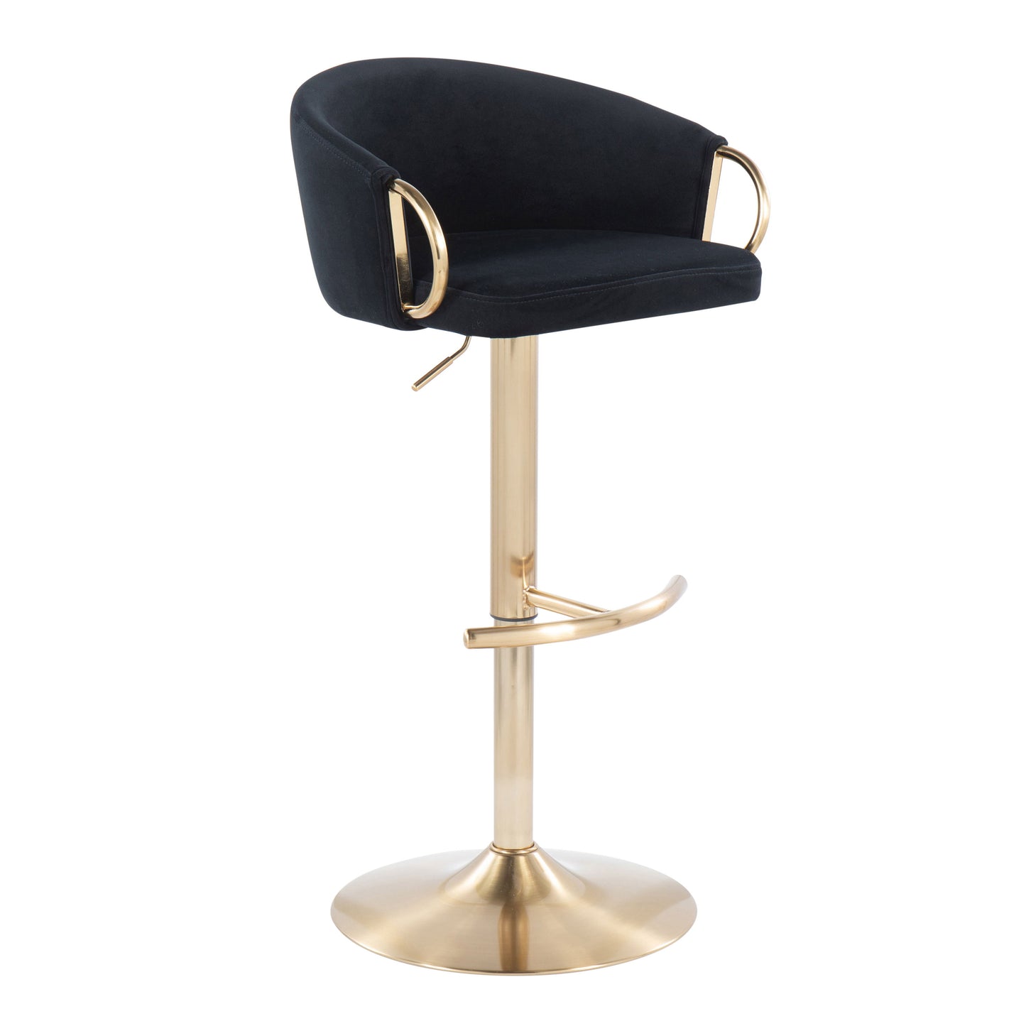Claire - Contemporary / Glam Adjustable Bar Stool (Set of 2) - Gold / Black