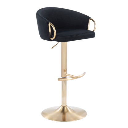Claire - Contemporary / Glam Adjustable Bar Stool (Set of 2) - Gold / Black