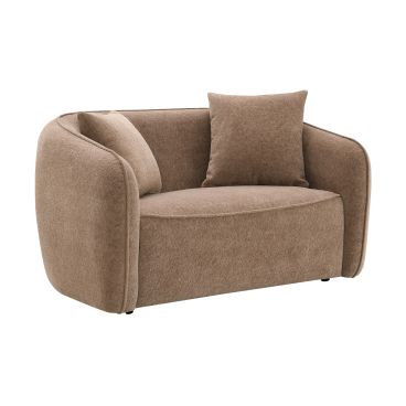 Keith - Chenille Loveseat With 2 Matching Color Toss Pillows - Brown