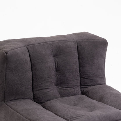 Fluffy Bean Bag Chair, Comfortable Bean Bag For Adults And Children, Super Soft Lazy Sofa Chair With Memory Foam And Ottoman, Indoor Modern Focus Bean Bag Chair For Living Room, Bedroom, Apartment - Black