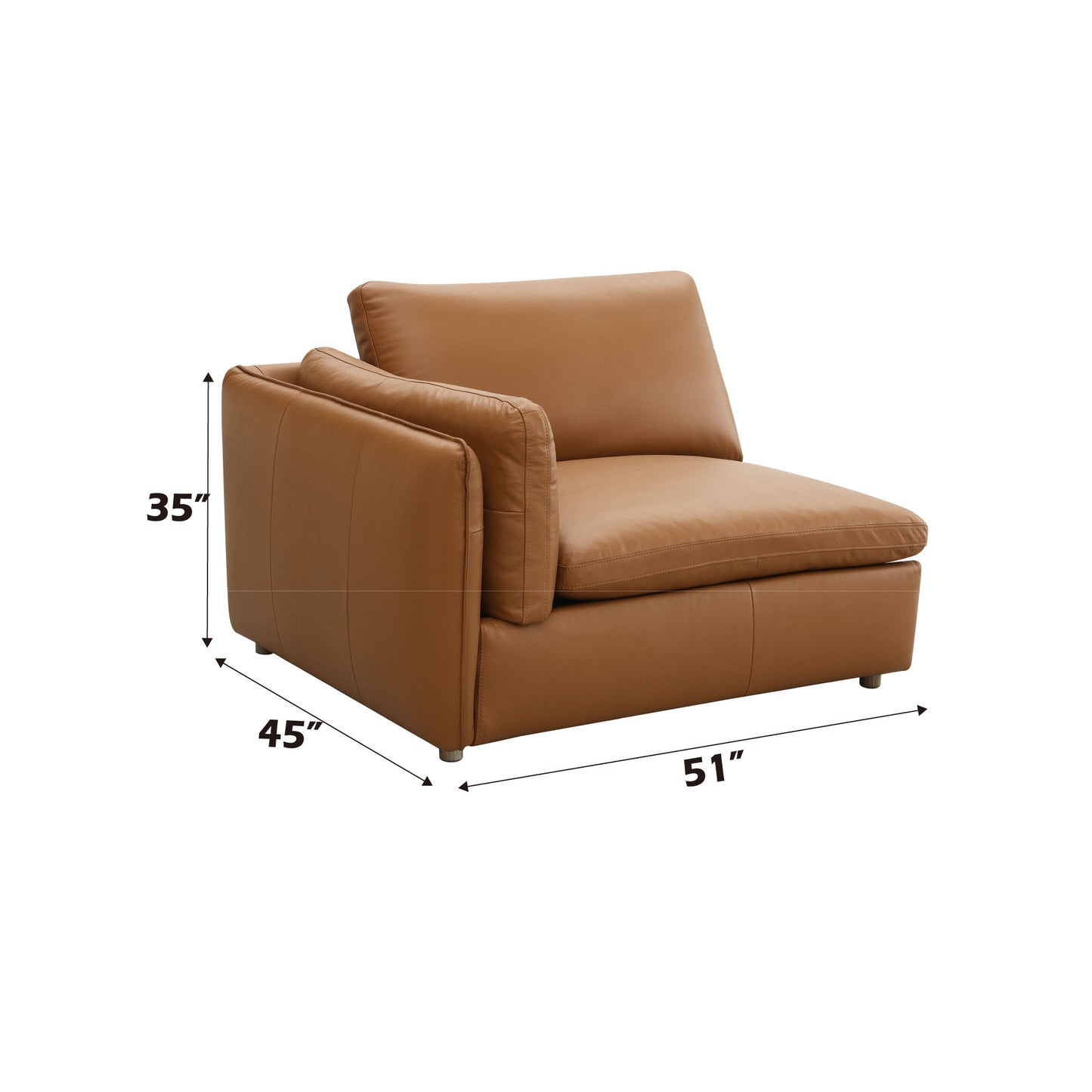 Brighton - Top Grain Leather 5 Pieces Modular Sectional - Brown