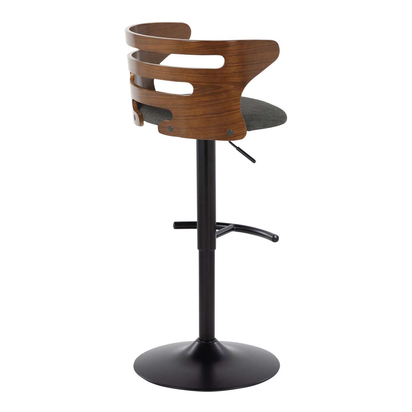 Cosi - Mid-Century Modern Adjustable Barstool With Swivel With Rounded T Footrest (Set of 2) - Black / Walnut / Charcoal