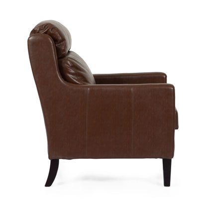 Contemporary Club Chair With Waterfall Back - Dark Brown