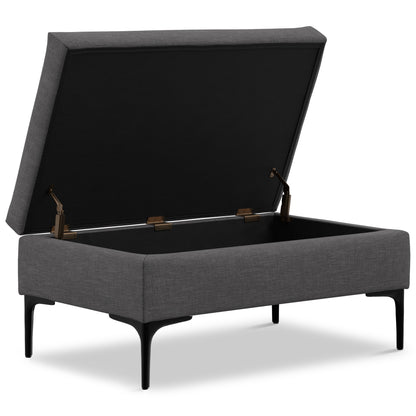 Rebecca - Rectangular Coffee Table Storage Ottoman With Lift Up Lid - Gray