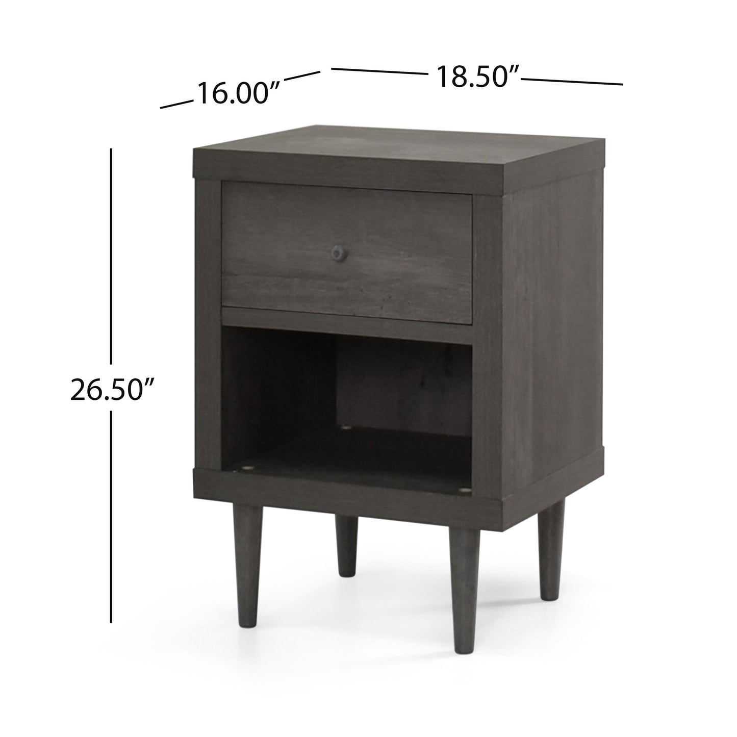 Nystrom - Wood Single Drawer Nightstand - Gray