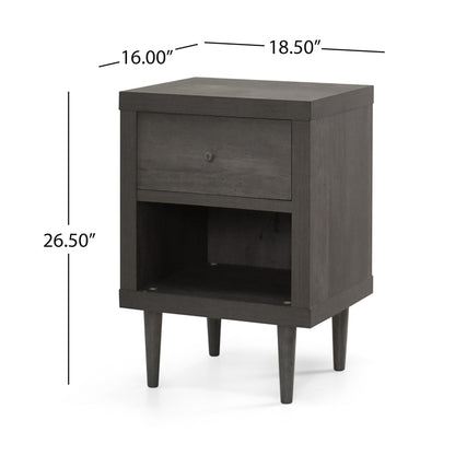 Nystrom - Wood Single Drawer Nightstand - Gray