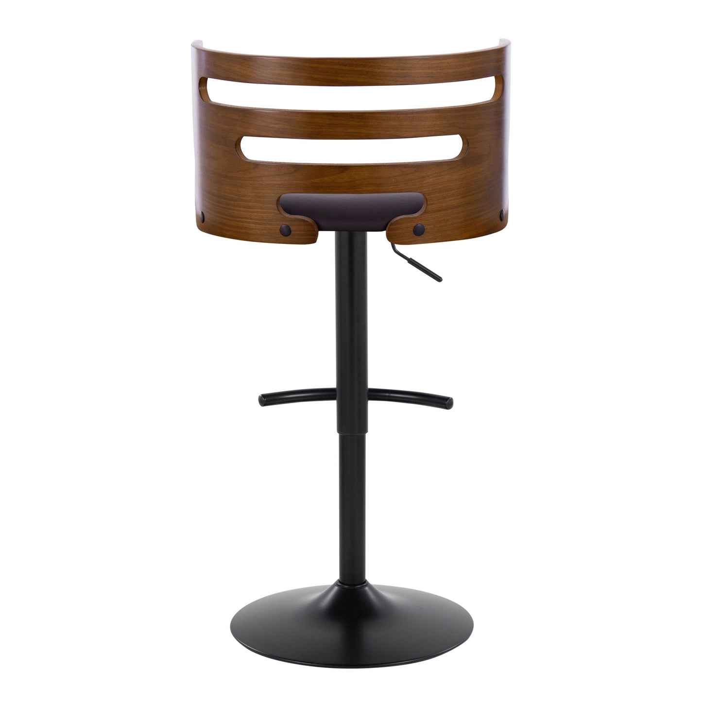Cosi - Mid-Century Modern Adjustable Barstool With Swivel With Rounded T Footrest (Set of 2) - Black / Walnut / Brown