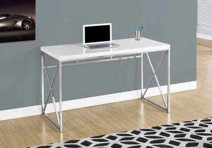 Computer Desk For Home Office, Laptop, Glossy Contemporary & Modern - White