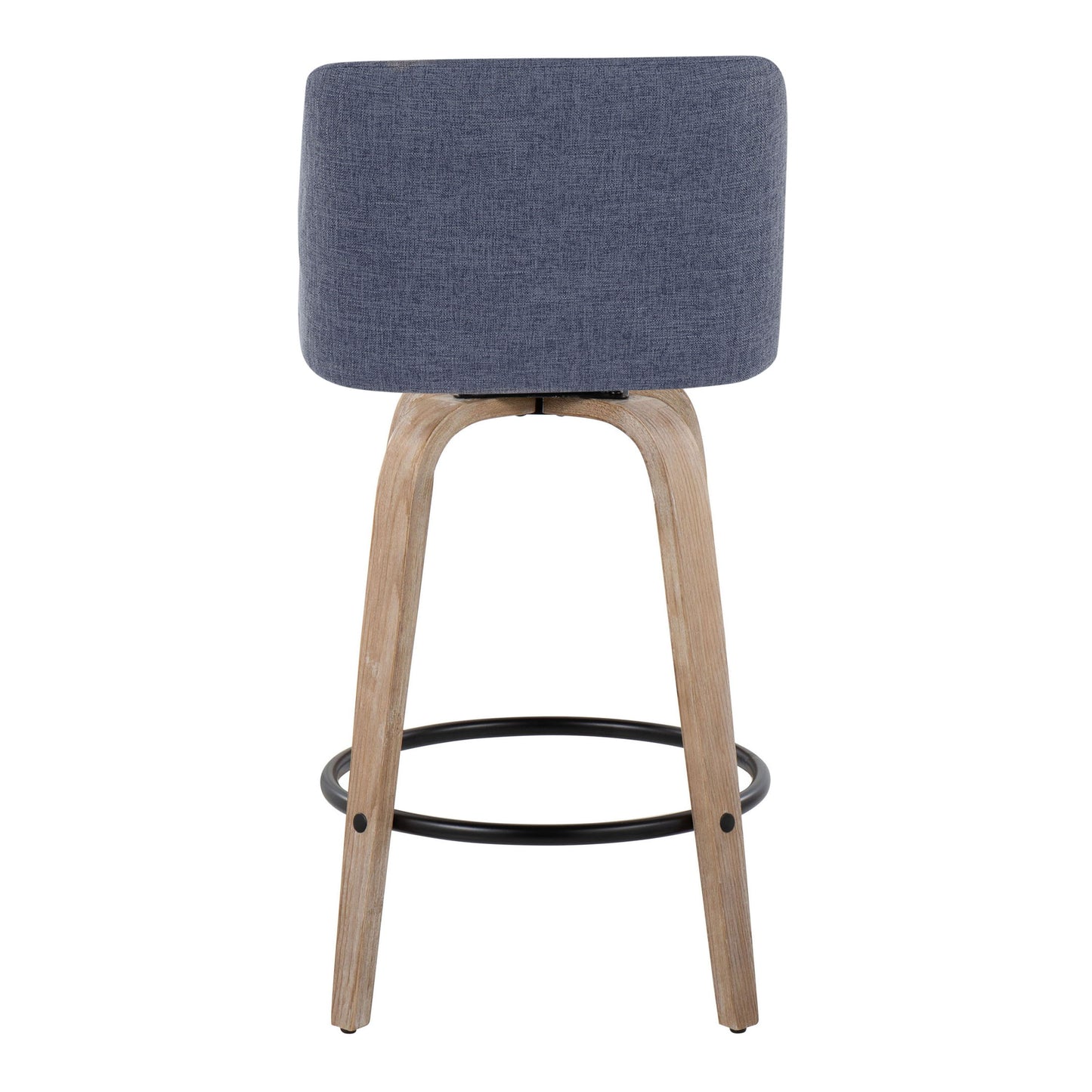 Toriano - Contemporary Fixed Height Counter Stool With Swivel With Round Footrest (Set of 2) - Blue / Whitewashed